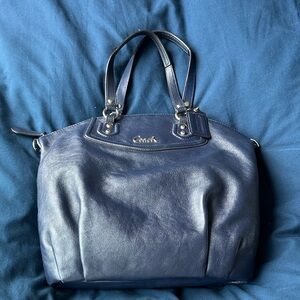 Coach Navy Leather Tote